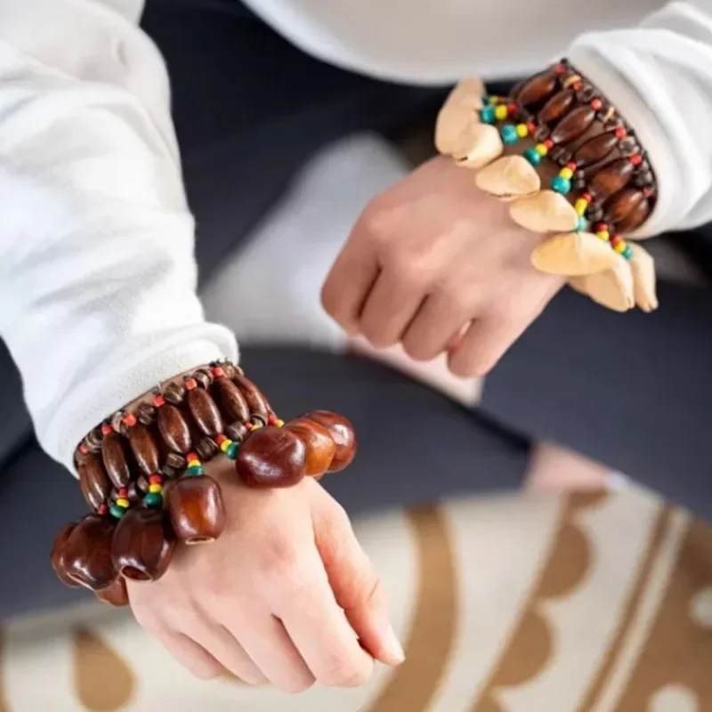 Natural Fruit Shell Rattle Sound Therapy Nuts Beam Wind Chime Healing Gift Handbells Yoga Meditation Percussion Instruments