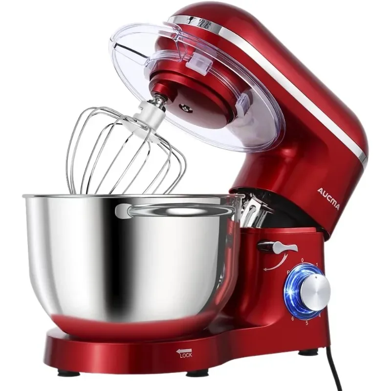 Aucma Stand Mixer,6.5-QT 660W 6-Speed Tilt-Head Food Mixer, Kitchen Electric Mixer with Dough Hook, Wire Whip & Beater