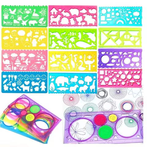 Geometry Spirograph Drawing Stencil Set Painting Template Ruler Art Craft Creative Children Kids Educational Toy Girls Boys Gift