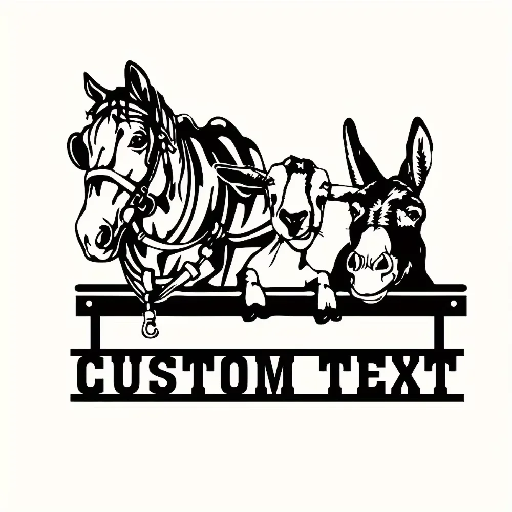 

Vintage Metal Wall Art Sign - Handmade Custom with Animal Silhouettes in Farmhouse Style for Barn Decor