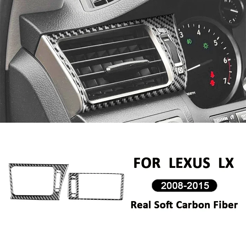 

For Lexus LX 2008-2015 Accessories Carbon Fiber Auto Central Console Air Conditioning Outlet Frame Decoration Interior Sticker