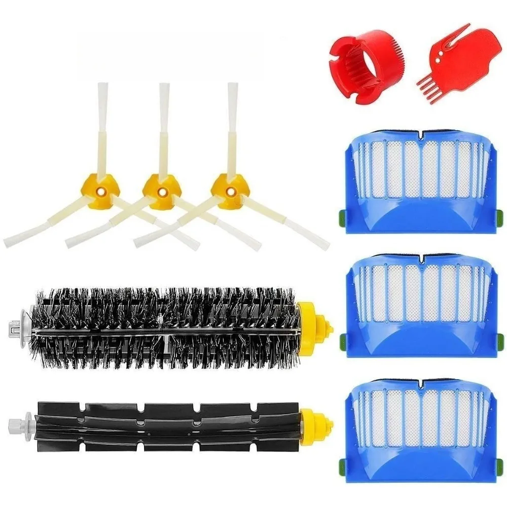 Ersatzbürsten-Set, kompatibel mit der iRobot Roomba 600-Serie – Kit mit 10 Zubehörteilen (Seitenbürsten, Filter, Borstenbürste a).