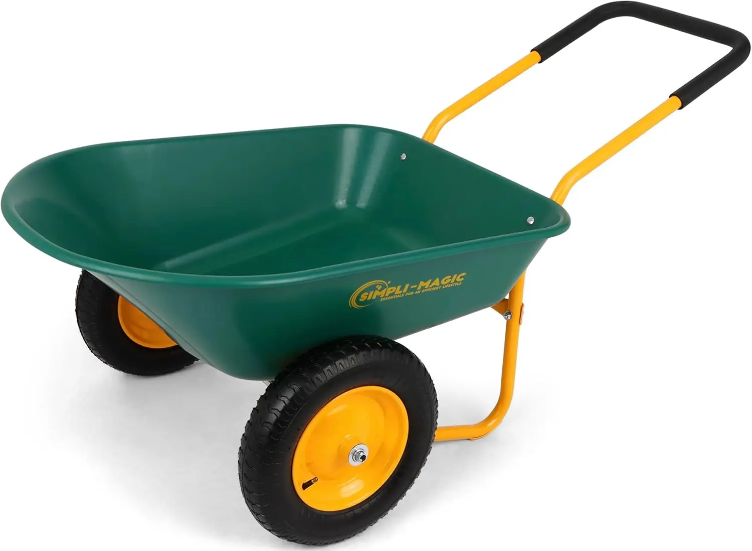 

Premium Dual-Wheel Home Utility Yard Wheelbarrow Garden Cart w/Built-in Stand for Lawn, Gardening, Grass, Soil, Bricks