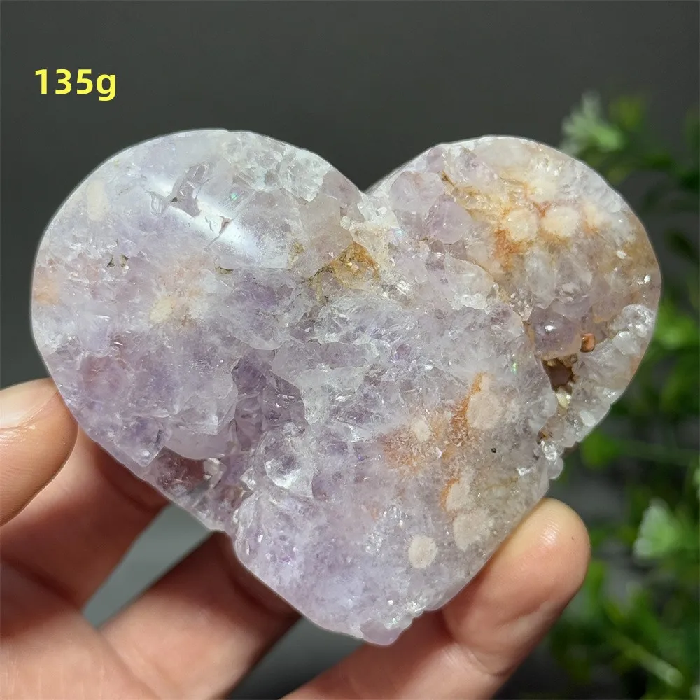Natural Pink Amethyst Agate Heart-Shaped Mineral Stone Energy Spiritual Meditation Healing Aura Lucky Gift For Home Decoration
