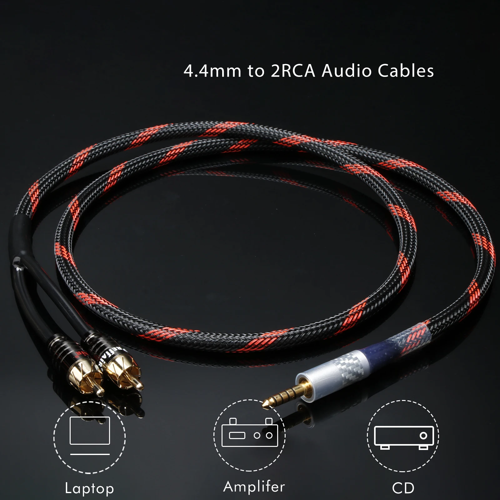 

Усовершенствованный кабель hi-Fi audio 4,4 мм в 2 RCA, удлинитель баланса 4,4, кабель для соединения