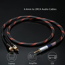 Hifi audio 4.4mm to 2 RCA adapter cable Upgraded Cable 4.4 balance audio extension interconnect cable