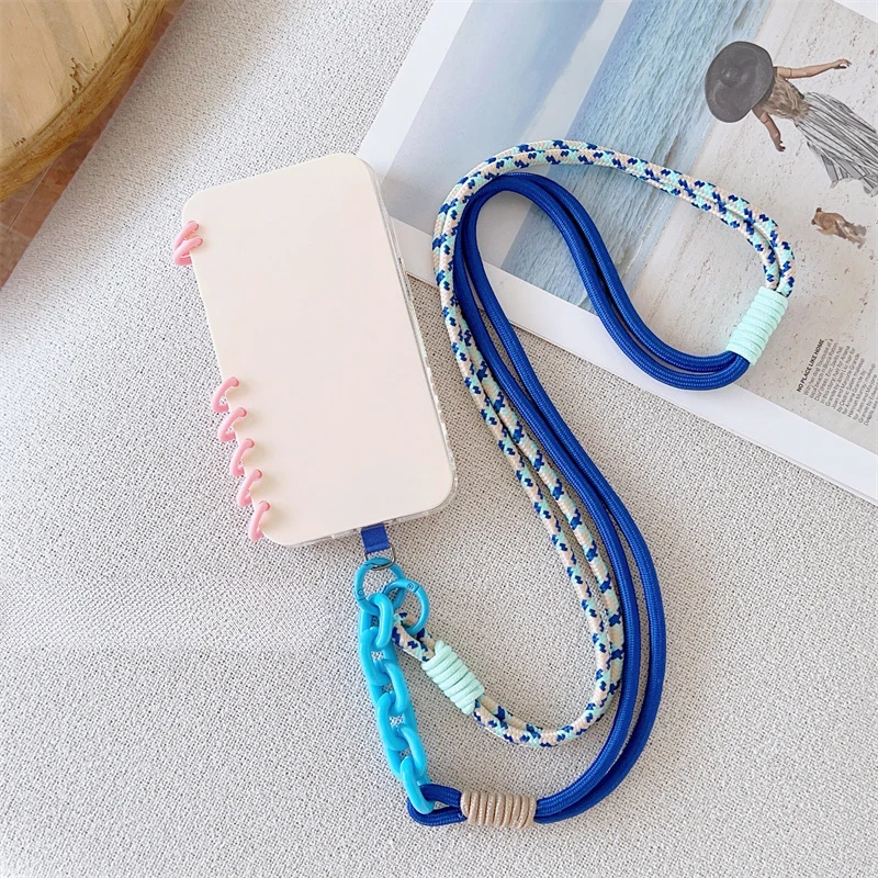 Colorful Phone Strap Shoulder Neck Band Metal Buckle Plastic Key Chain Rope For Cards Anti-lost Crossbody Universal Long Lanyard