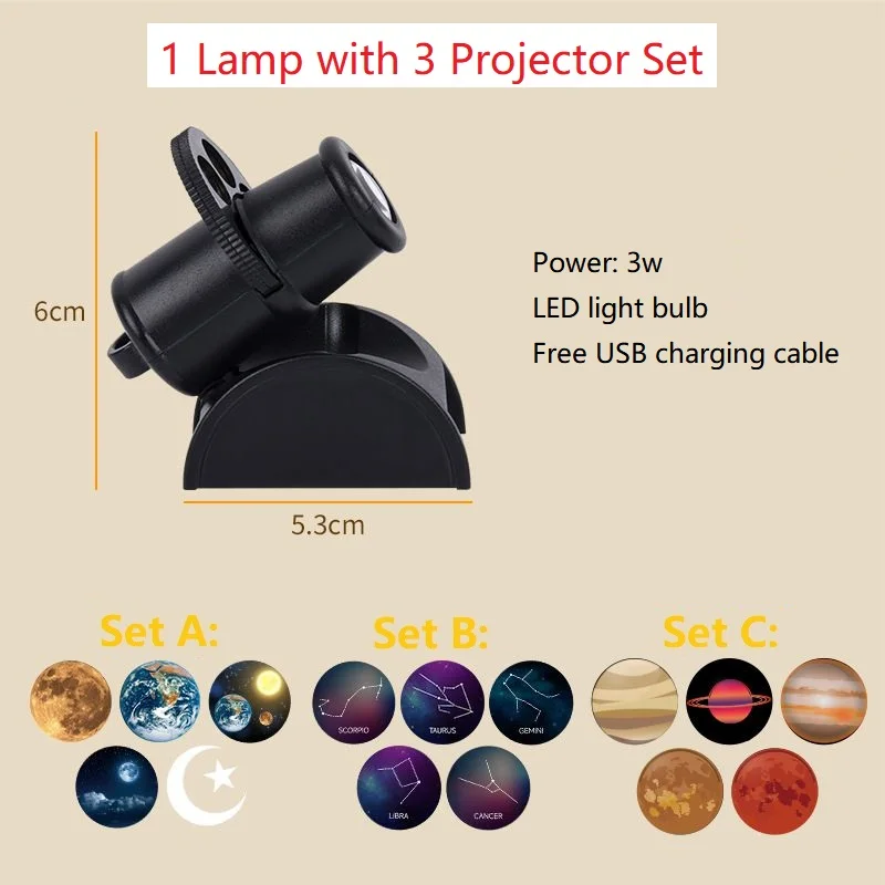 15 Patterns Ins Moon Projector Light Starry Sky Projector Rotate Planetarium Lamp Wall Lights Room Decor Led Night Light