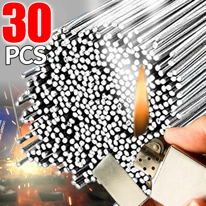 10/30Pcs Aluminum Welding Rods Low Temperature Melt Silver Universal Weld Bars Cored Wire 1.6/2/2.5mm Rod Solder Repair Weld Bar