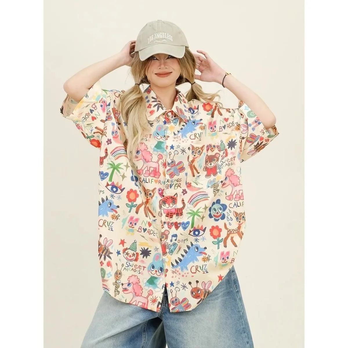 Print Shirts Summer Streetwear Interest Women's T-Shirts Loose Cartoon Cute Tops  Short Sleeve Clothes Vintage Fashion Popular view 4