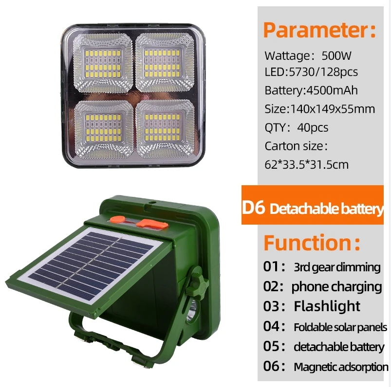 Campeggio all'aperto portatile 300w led luci di emergenza a led solari ricaricabili luce da campeggio con power bank