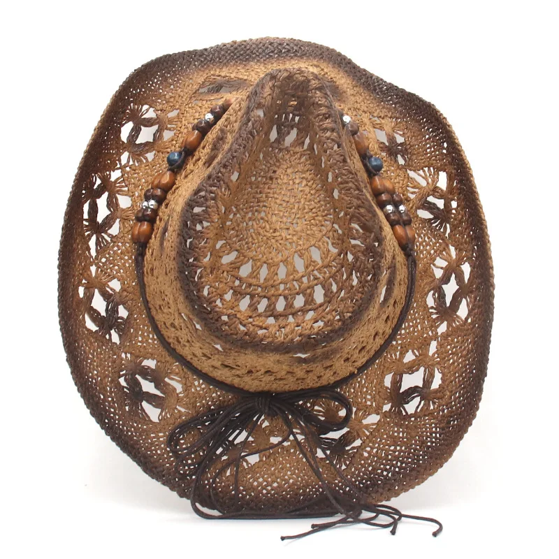 Neue Stroh Cowgirl Hut Unisex Strand Hut Kuh Junge Hut Mit Hut Band Für Männer Frauen Atmungsaktive Leichte Sonnenschutz – Detail 9