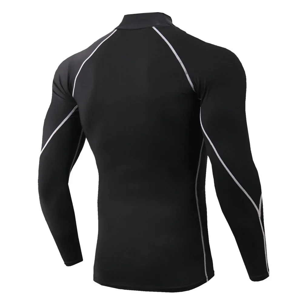 Camisa de compressão ajuste seco treino fitness apertado manga longa camisas esportivas dos homens correndo camiseta treinamento jogging topo ginásio roupas esportivas