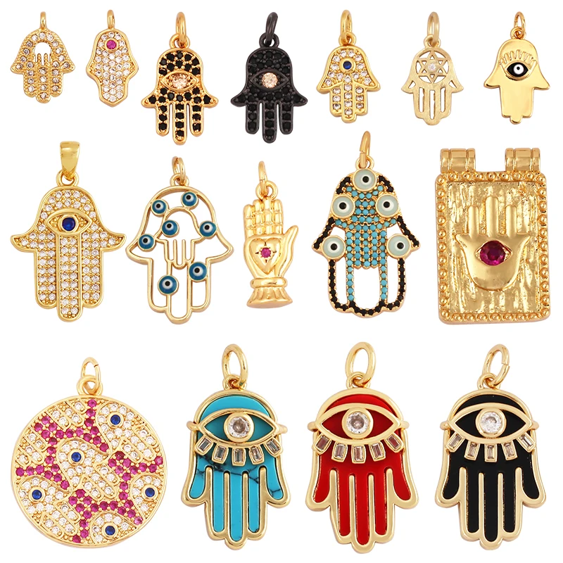 Luksusowy kształt dłoni Hamsa pasek Amulet wisiorek z amuletem, złe oko inkrustowane cyrkonią naturalna perła muszla agat malachit naszyjnik N36