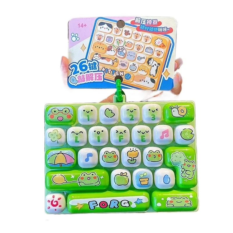 //-26Grid Keycap Clicker Anti Stress Fidget Keyboard Keychain Decompression Button Cartoon Hand Relax Party Favor Gift 26구 키캡 키링