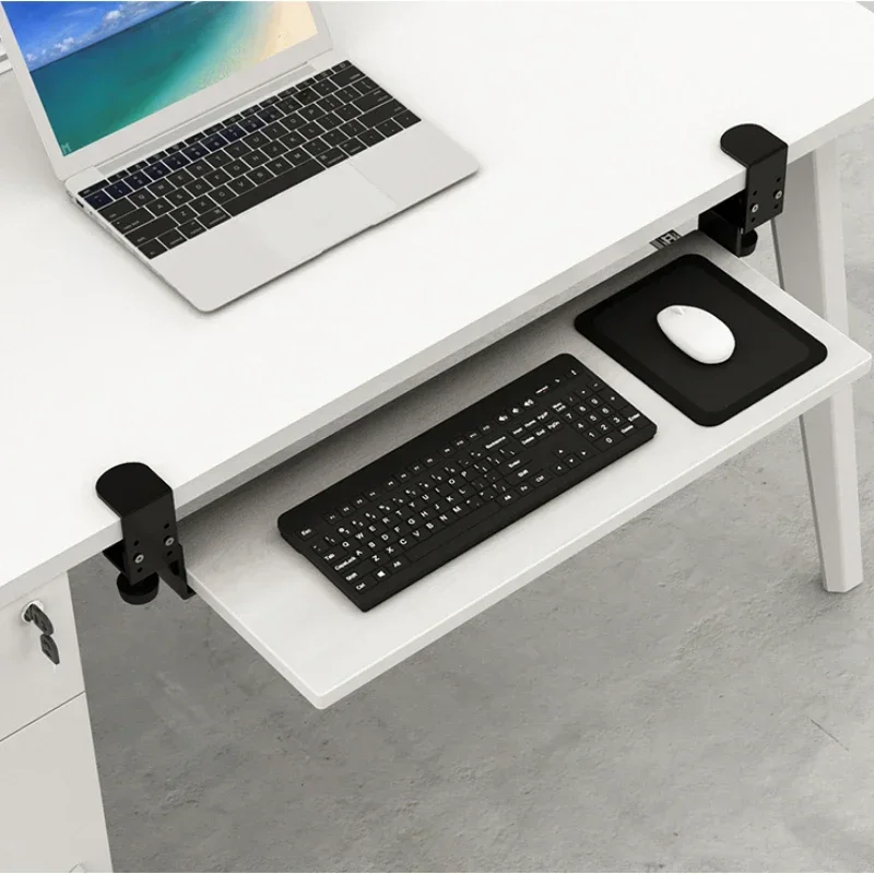 Adjustable Keyboard Bracket, Clip Drawer Holder, Free Mounting Desktop Slide Rail, Mouse Storage Convenient Shelf, Space Saving