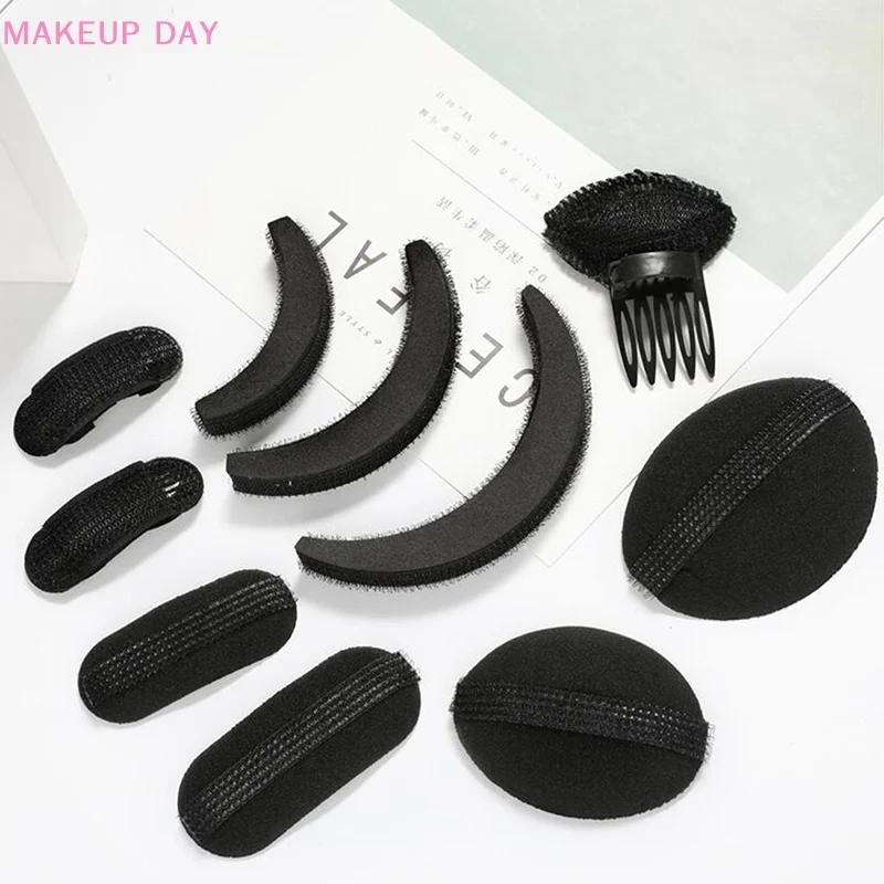 Esponja de cabelo Puff com Clip, Hair Styling Insert Tool, Base fofa, 8pcs por conjunto