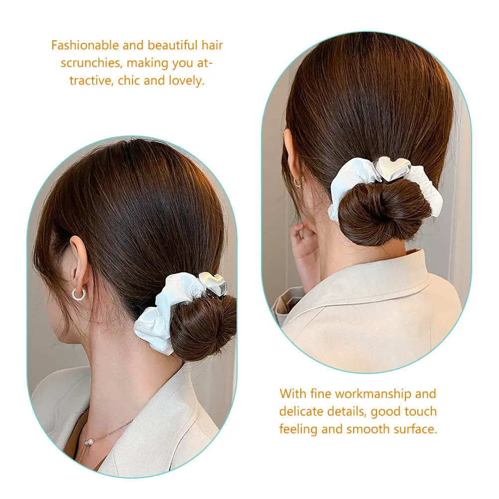 

Набор из 4 атласных резинок для волос в форме сердца для женщин и девушек, эластичные резинки для хвоста, повседневные резинки для волос для вечеринок, макияжа, занятий спортом