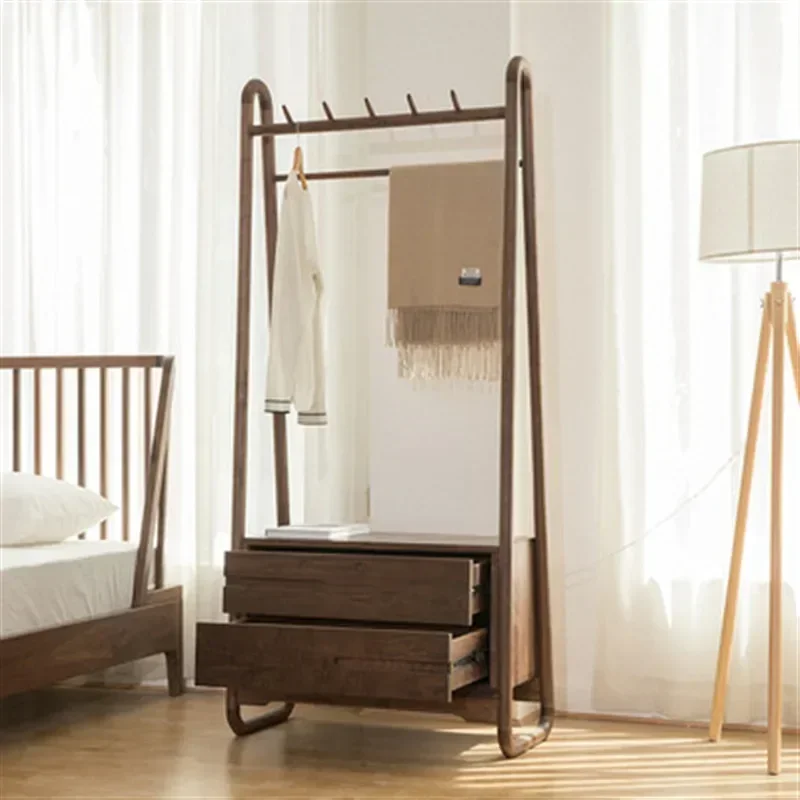 black walnut floor-to-ceiling coat and hat furniture, simple household shoe change stool, shoe cabinet