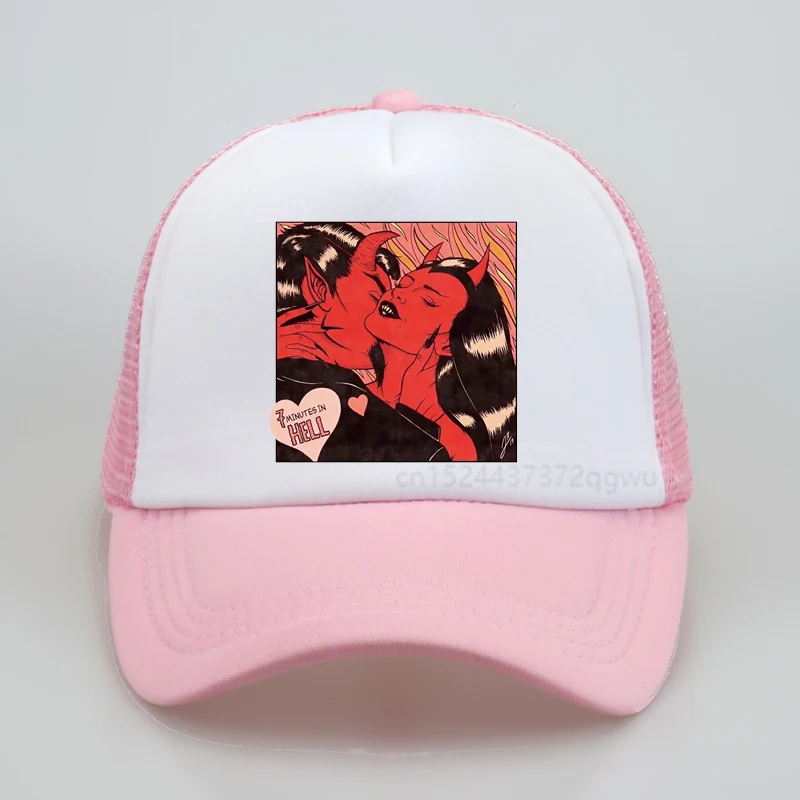 الصيف الحب والجحيم طباعة قبعة بيسبول شيك Harajuku خمر الشيطان قبلة الهيب هوب قبعة موضة الملاك والشيطان للجنسين قبعات ترد لمكانها #2