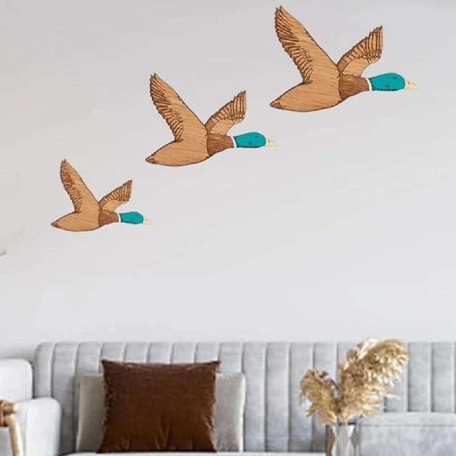 Wooden Mallard Bird Wall Art Creative Flying Birds Wall Decor Living Room Bedroom Kitchen Ducks Decoration Gift For Bird Lover