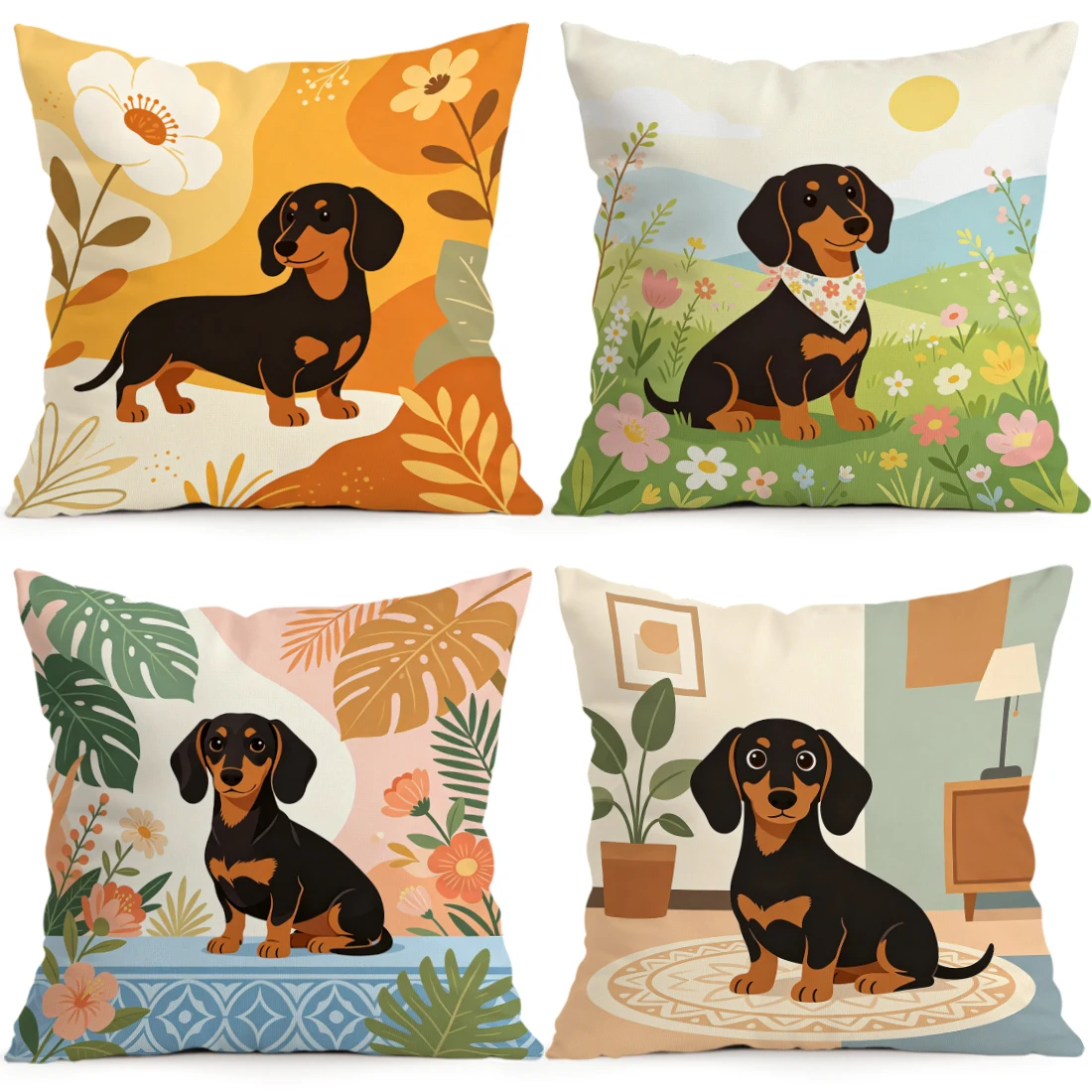 Dachshund Pillowcase Printed Polyester 40/45/50cm Throw Pillowcover Decorative Sofa Cushion Pillowslip Home Decor