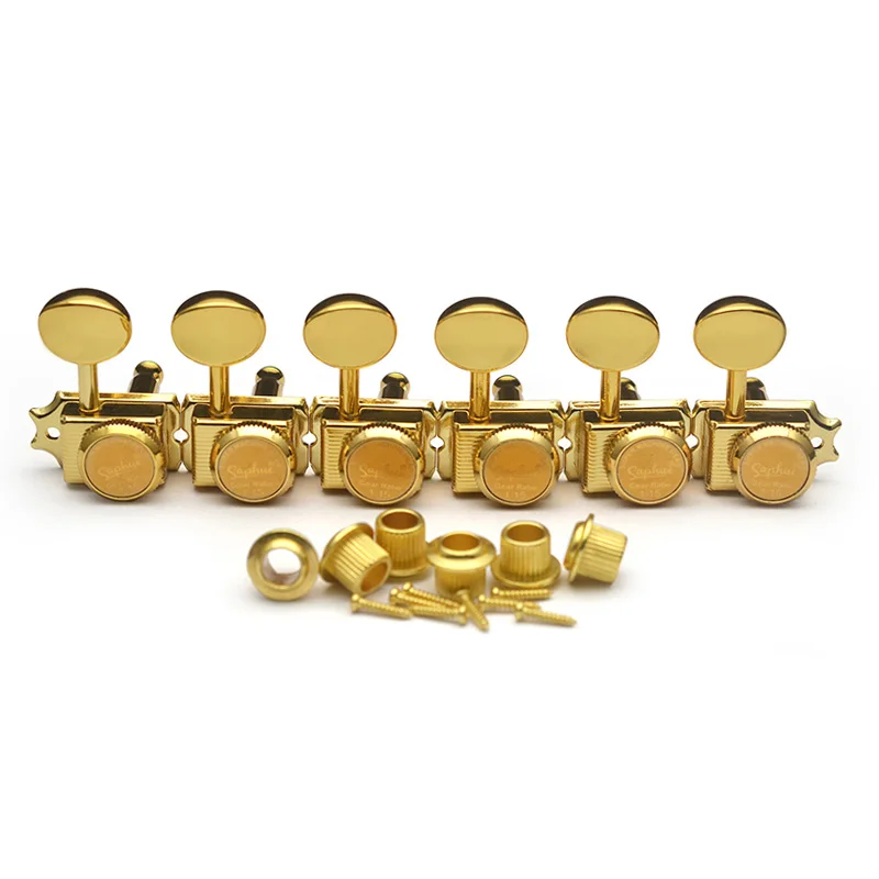 SAPHUE 6 Inline Guitar Lock String Tuners 1:15 Vintage Guitar Locking Tuning Pegs Machine Heads for Electric or Acoustic Guitar