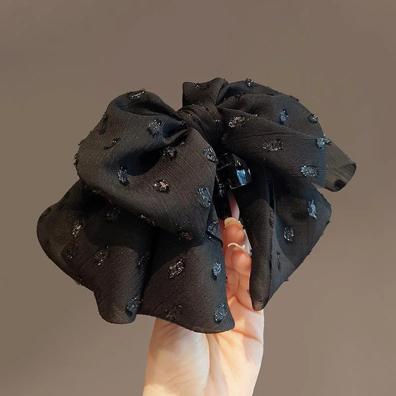

Black Mesh Bow Hair Crab Clips for Women Korean Chiffon Hairpins Elegant Ponytail Hair Claws Girls Hair Accessories