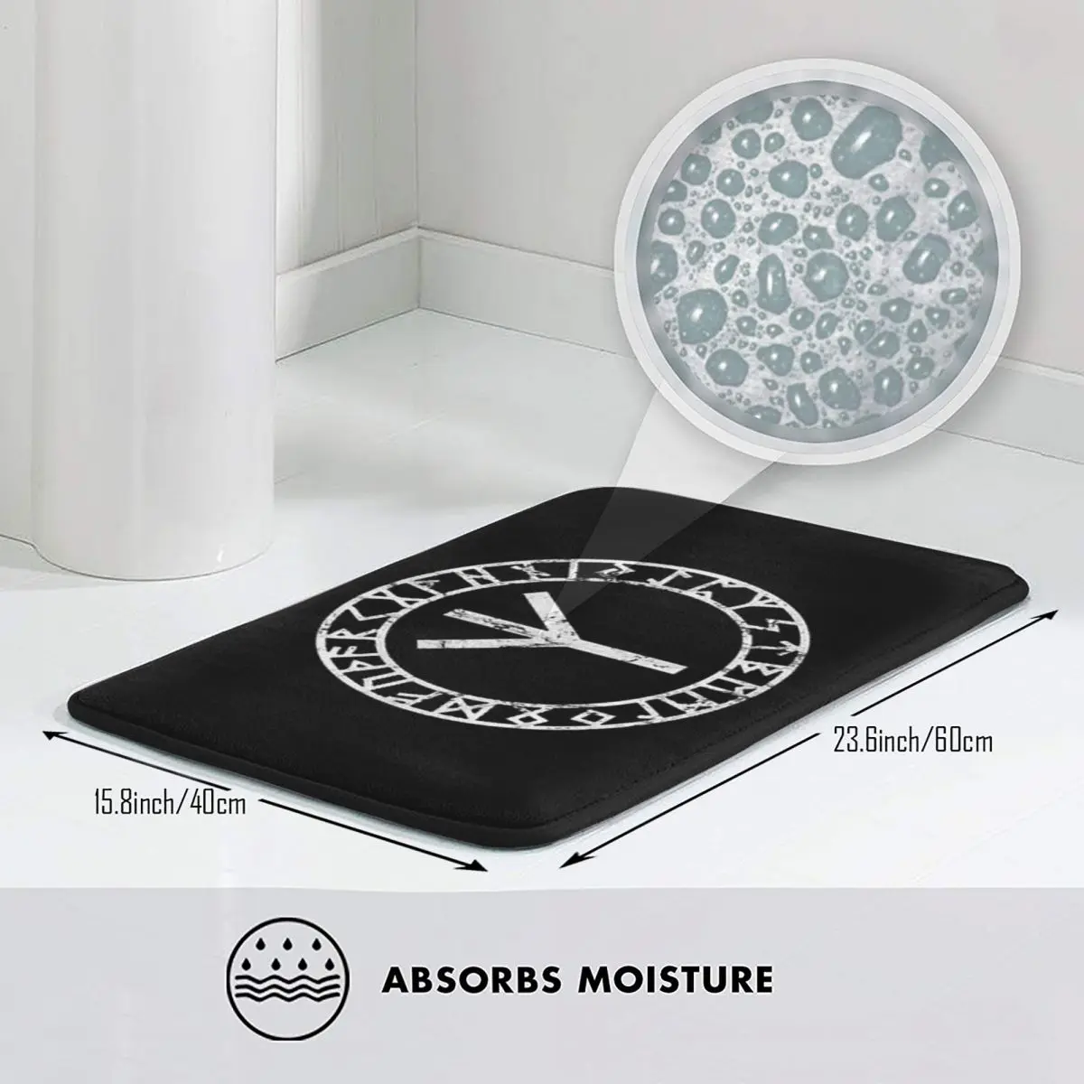 Algiz Runes Amulet Norse Odin Thor Viking Paganism Non-slip Doormat Floor Mat Carpet Rug for Kitchen  Living room Footpad Mats