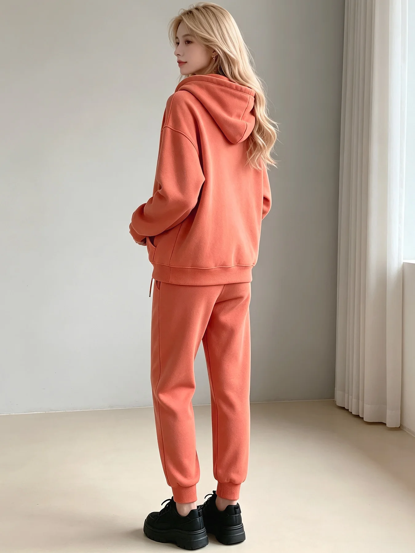 Women Hoodie Set Top and Pants Two Piece, Casual Sweatshirt, Fleece Loose Pullover Hooded Tracksuit Sports, Daily wear Sweatsuit