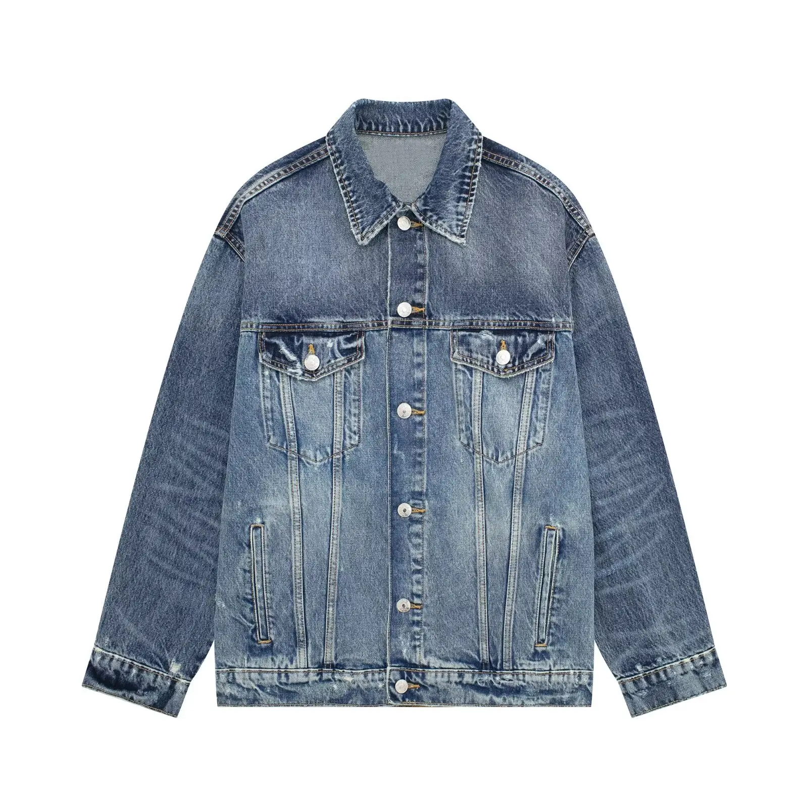 Tangada Women 2024 Thick Oversized Denim Coat Female Boyfriend Style Long Sleeve Jacket Ladies Loose Outwear 3H0433
