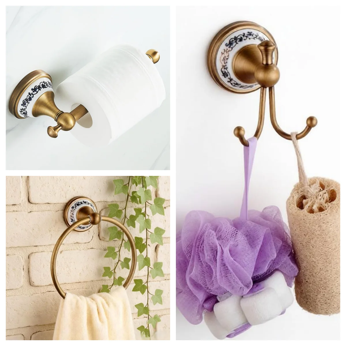 Bathroom Accessories 3pcs set Antique Bronze Toilet Paper Holder towel rack Robe hook Bathroom Hardware