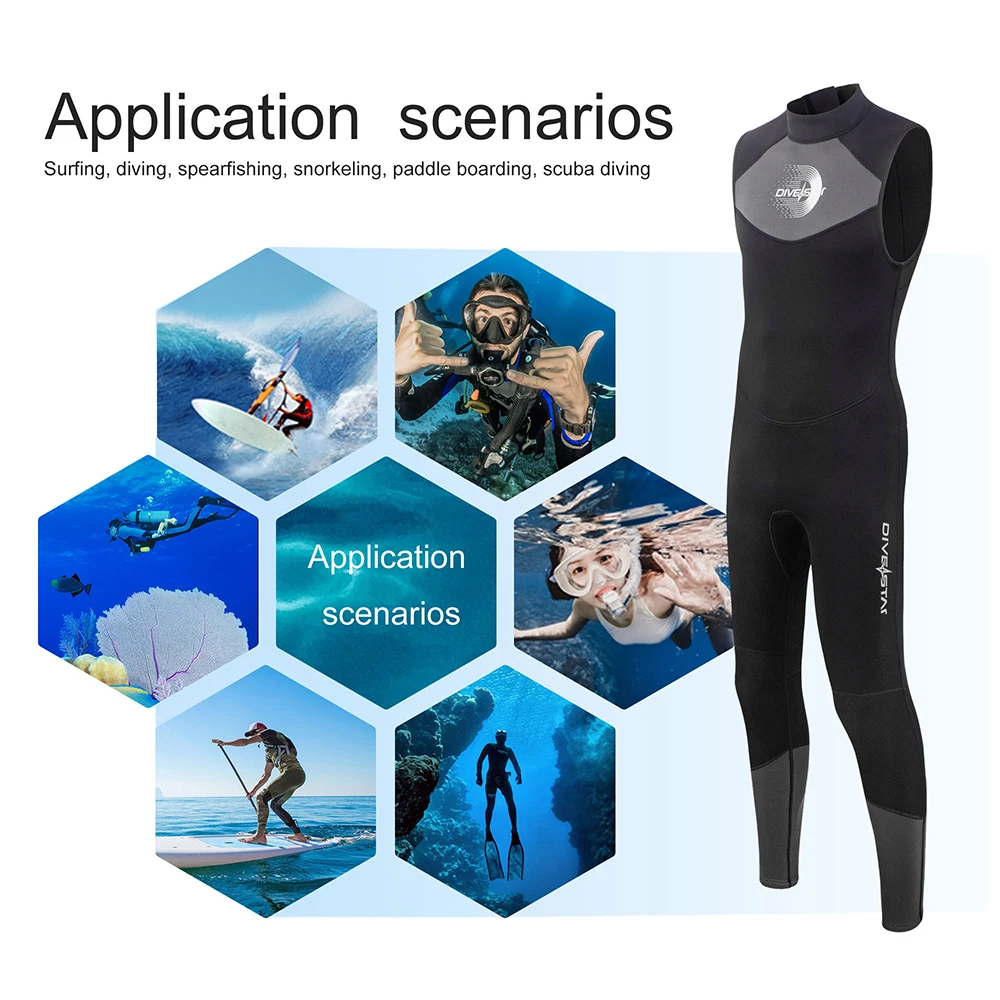 3mm Neoprene Long John Wetsuit Men Sleeveless Warm One Piece Surfing Diving Snorkeling Spearfishing Snorkeling Swimsuit Swimwear