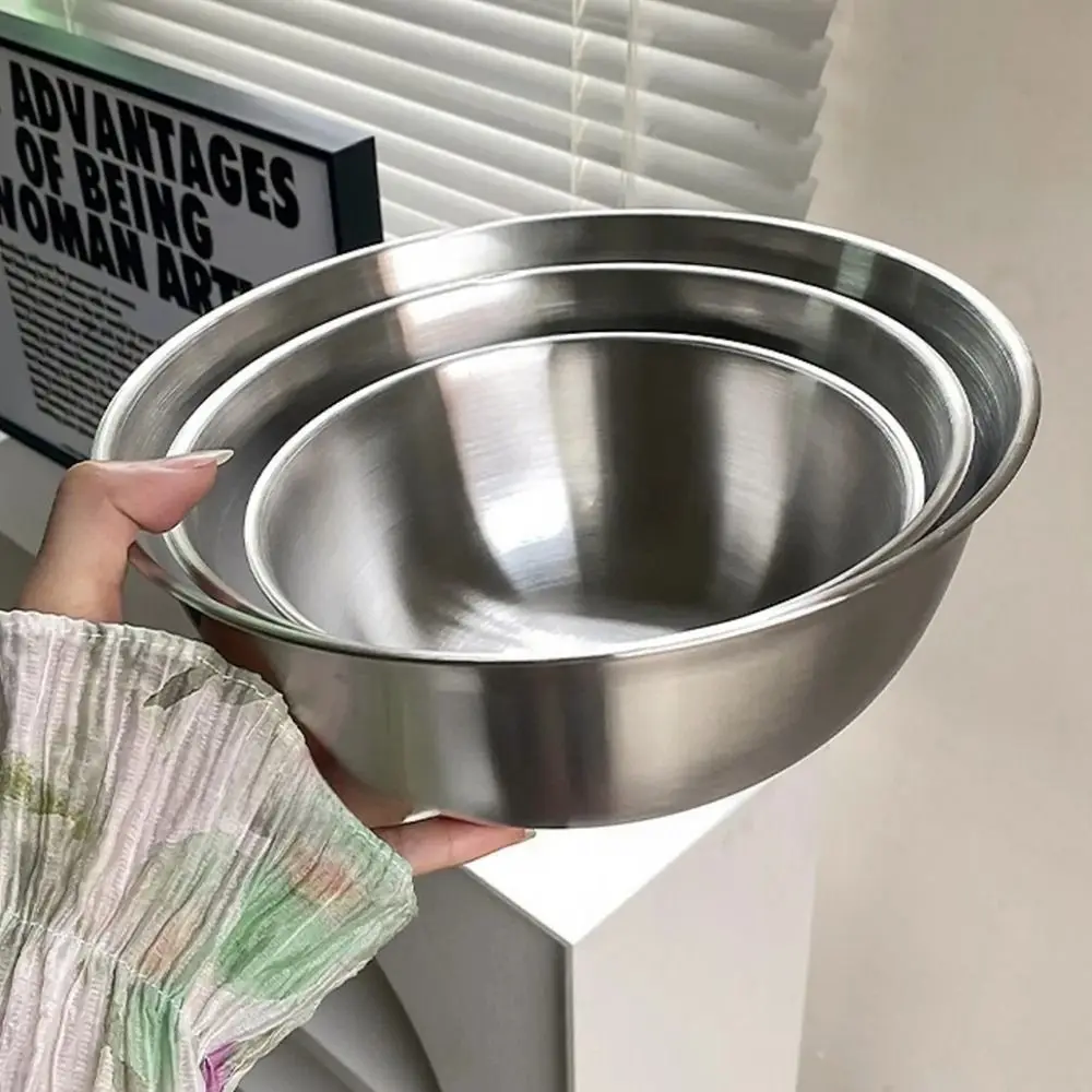 1Pcs Stainless Steel Salad Bowls Fruit Vegetable Noodle Container 17/19/23/25/27cm Egg Flour Mixing Basin Thicken