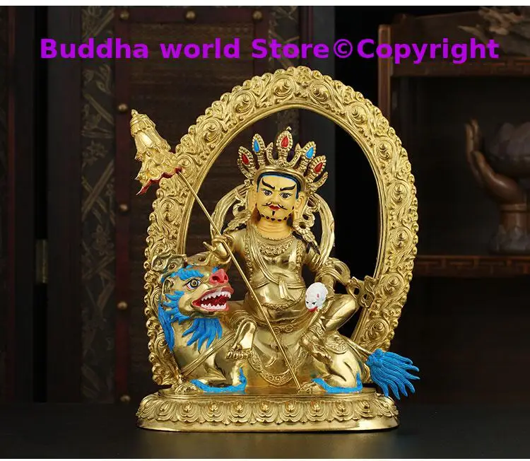 33cm Large High grade gilding golden buddha statue Asia Buddhism GOOD LUCK CAI SHEN God of wealth Vaisravana buddha statue