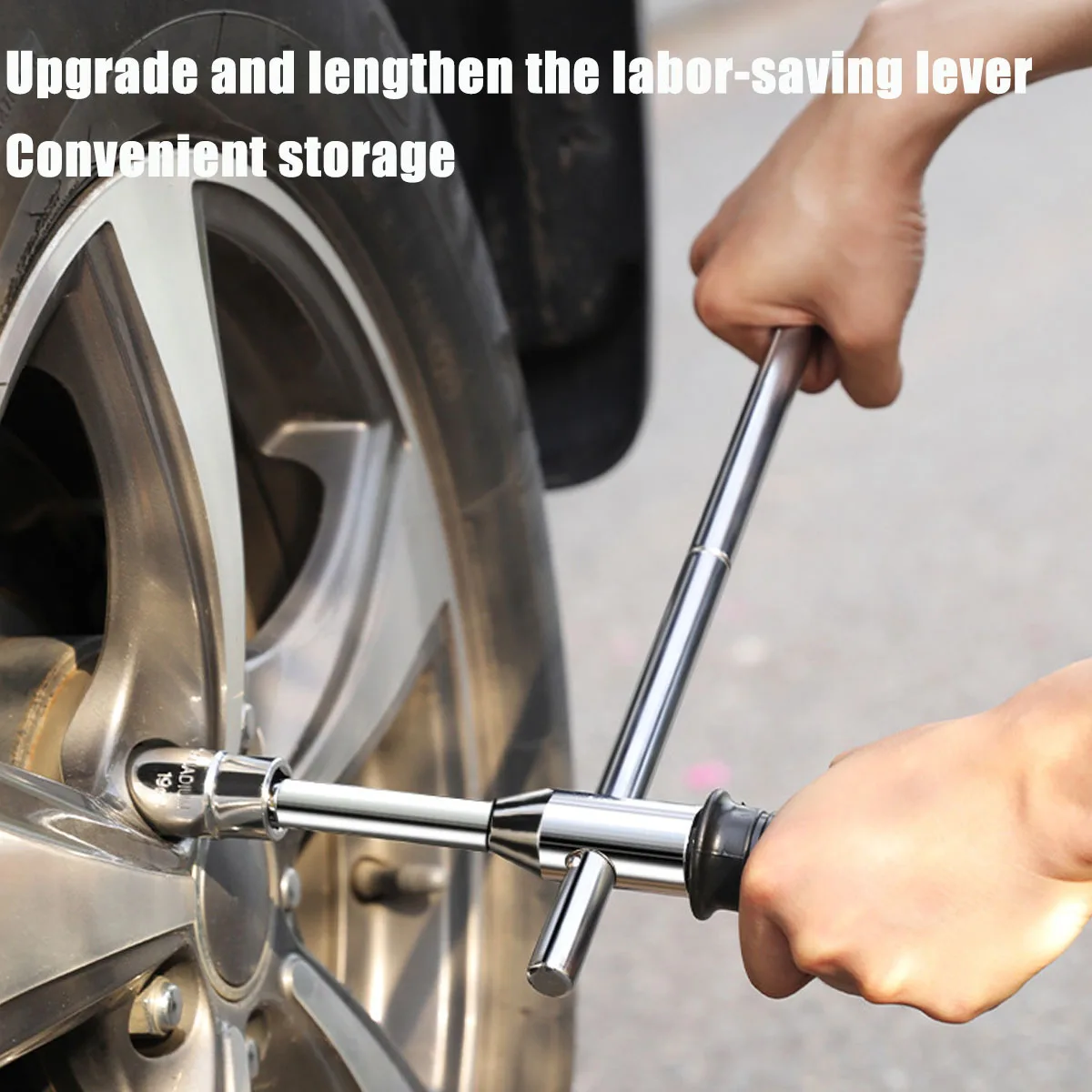 

Cross Wheel Wrench Removal Tool Universal Wrench Tire Iron Nut Wrench Set With Storage Bag Standard Sockets (17/19/21/23mm)duty