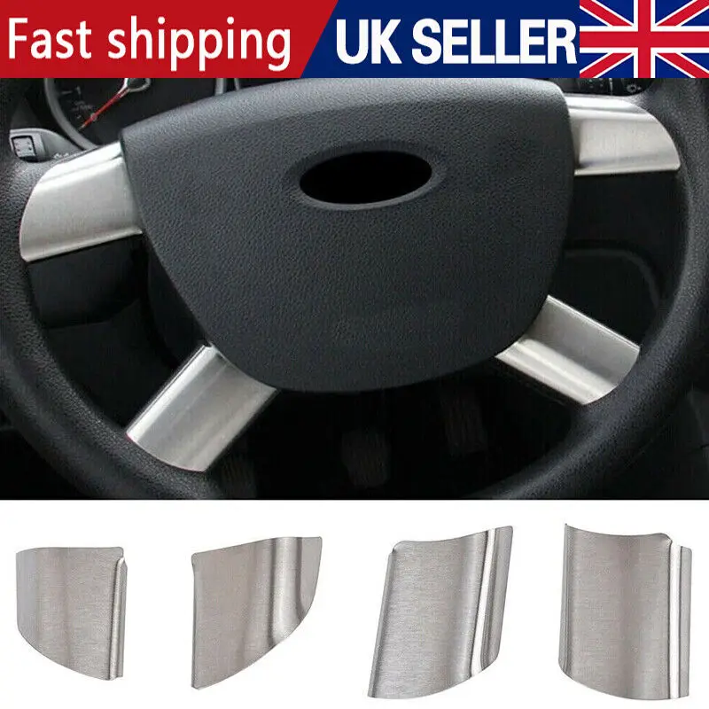 

4PC Car High Quality Stainless Steel Steering Wheel CoverFor Ford Transit MK7 2006-2014 Car Sticker Car Accessories Silver