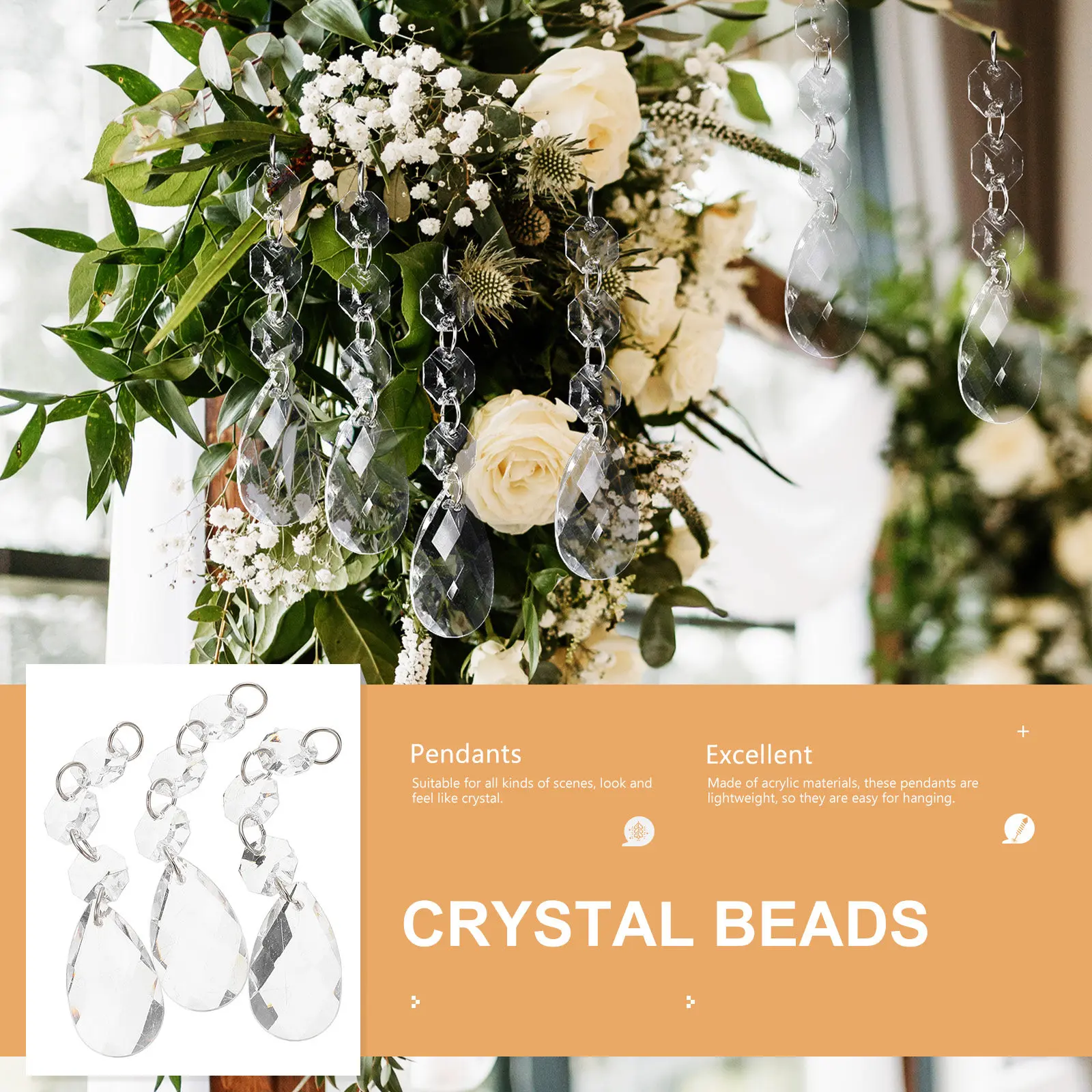 

10 шт. акриловых хрустальных подвесок для декора потолка в гостиной, сада, улицы, элегантная изящная люстра