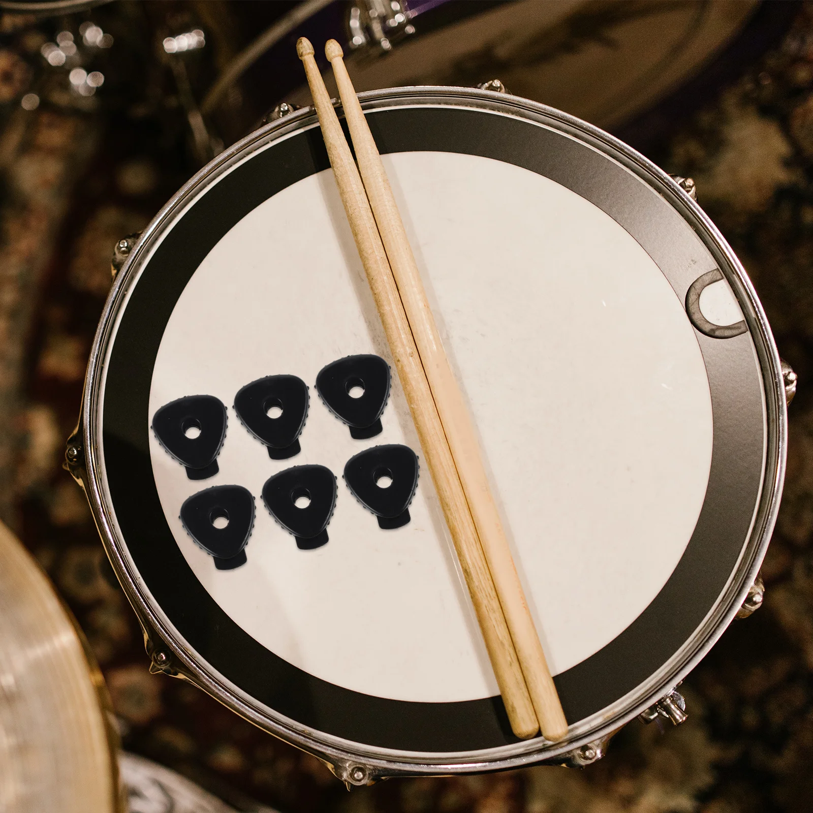 

6pcs Quick Release Cymbal Nuts Black Plastic Cap Toppers With Cushions For Drum Kits Splash Cymbals Percussion Instruments