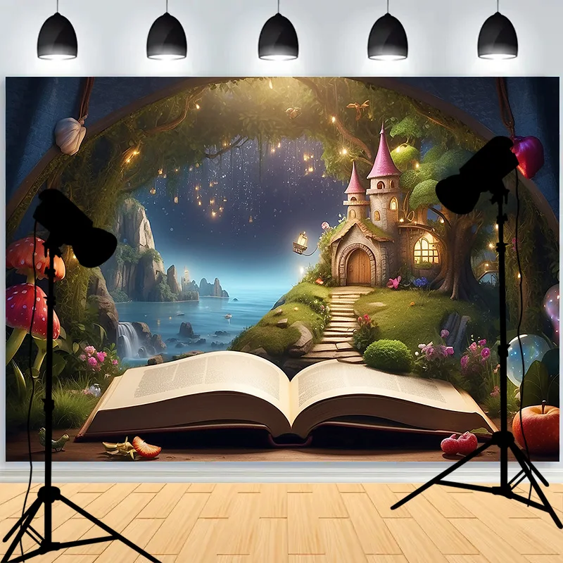 Castle Turret Ivy Cloud Wildflower Firefly Photography Background Enchanted Tree Rainbow Arch Brook Photo Studio Backdrops CT-11