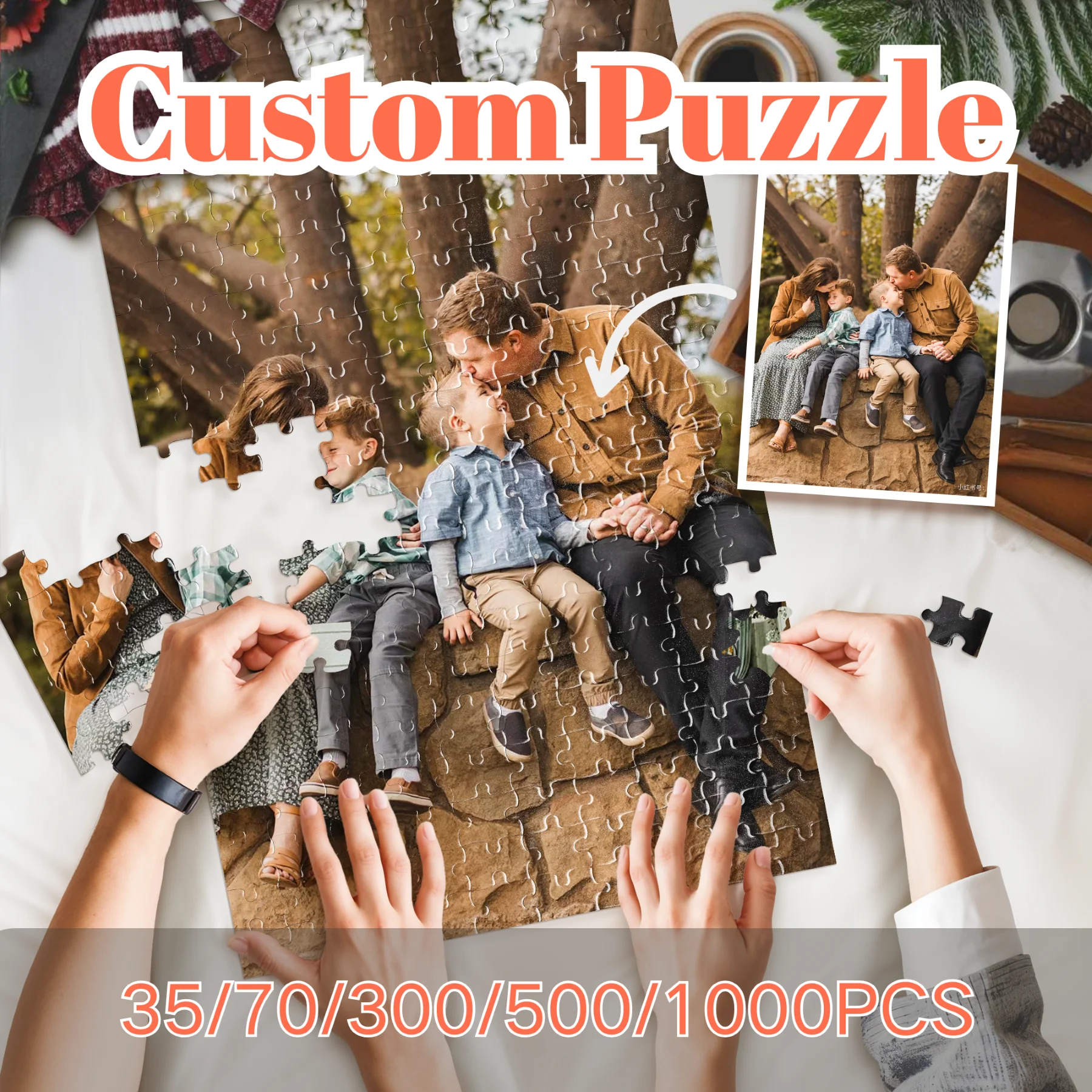 

Custom Puzzles Personalized Wooden Jigsaw 35/70/300/500/1000pcs DIY Your Photo for Present Anniversary Festival Gift Home Decor