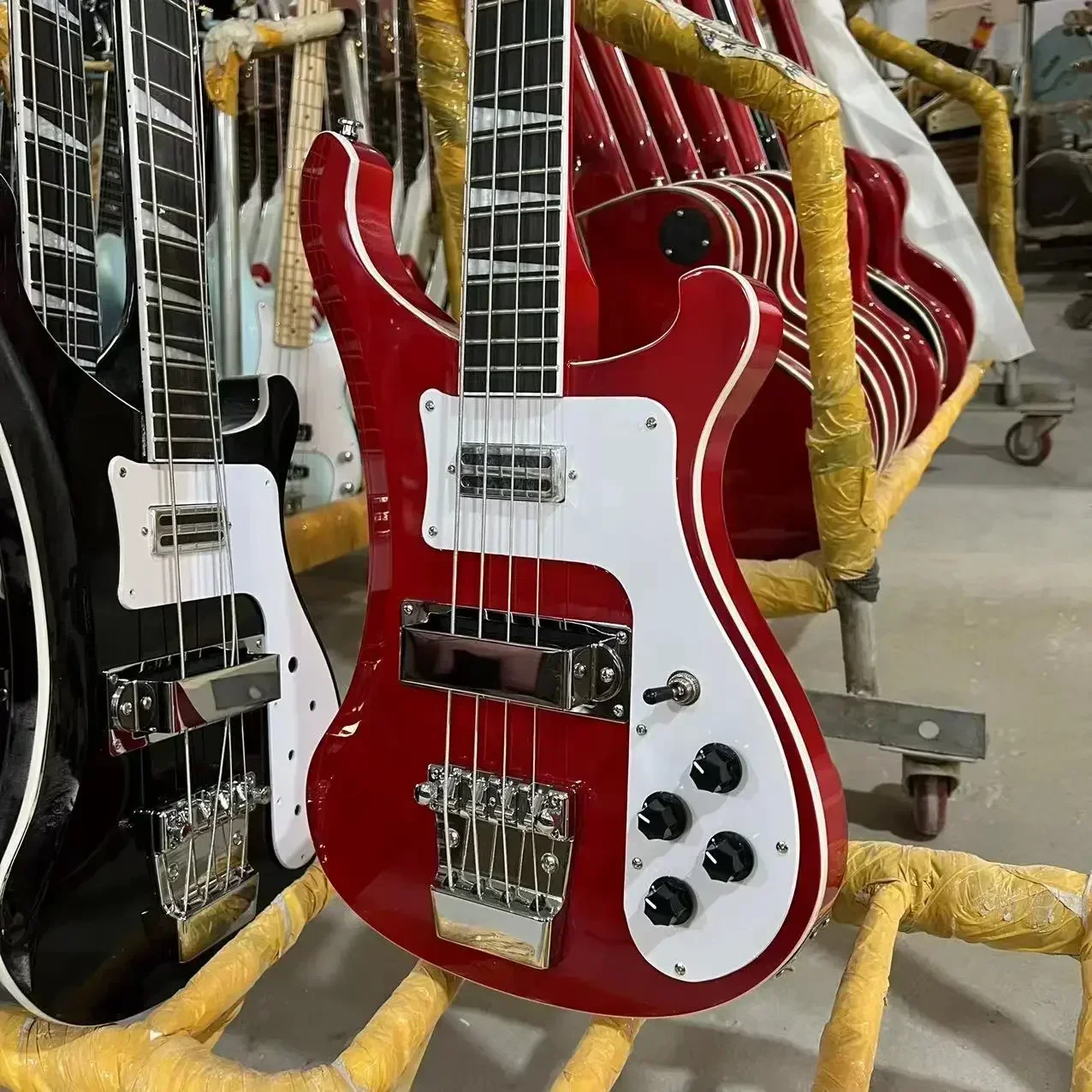 

Free Shipping Rickenbacker 4003 Bass Electric Guitar Transparent Red Color Chrome Hardware High Quality Guitarra Custom Guitar