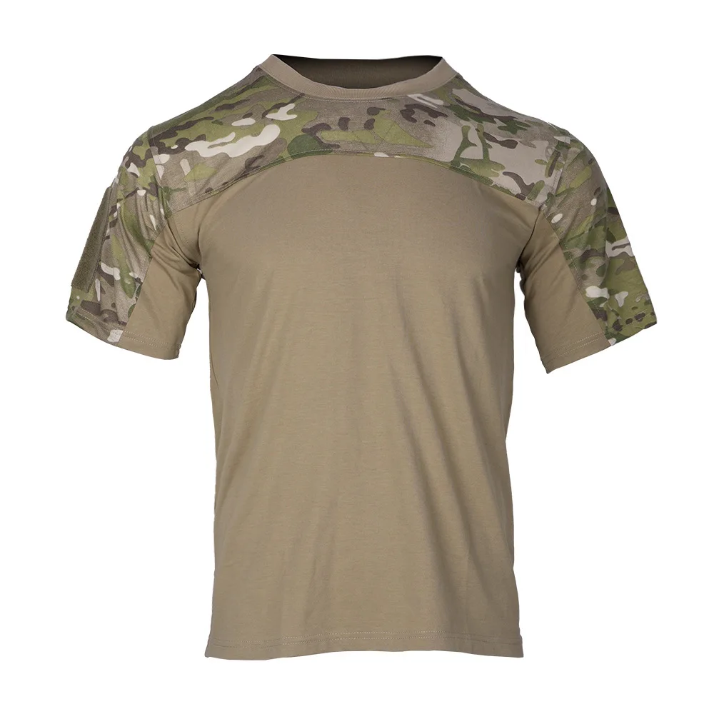 Hunting Base Layer For Man 2024 New Summer Breathable Camouflage Short Sleeve Crew Neck Knitted Tactical Shirt High Quality