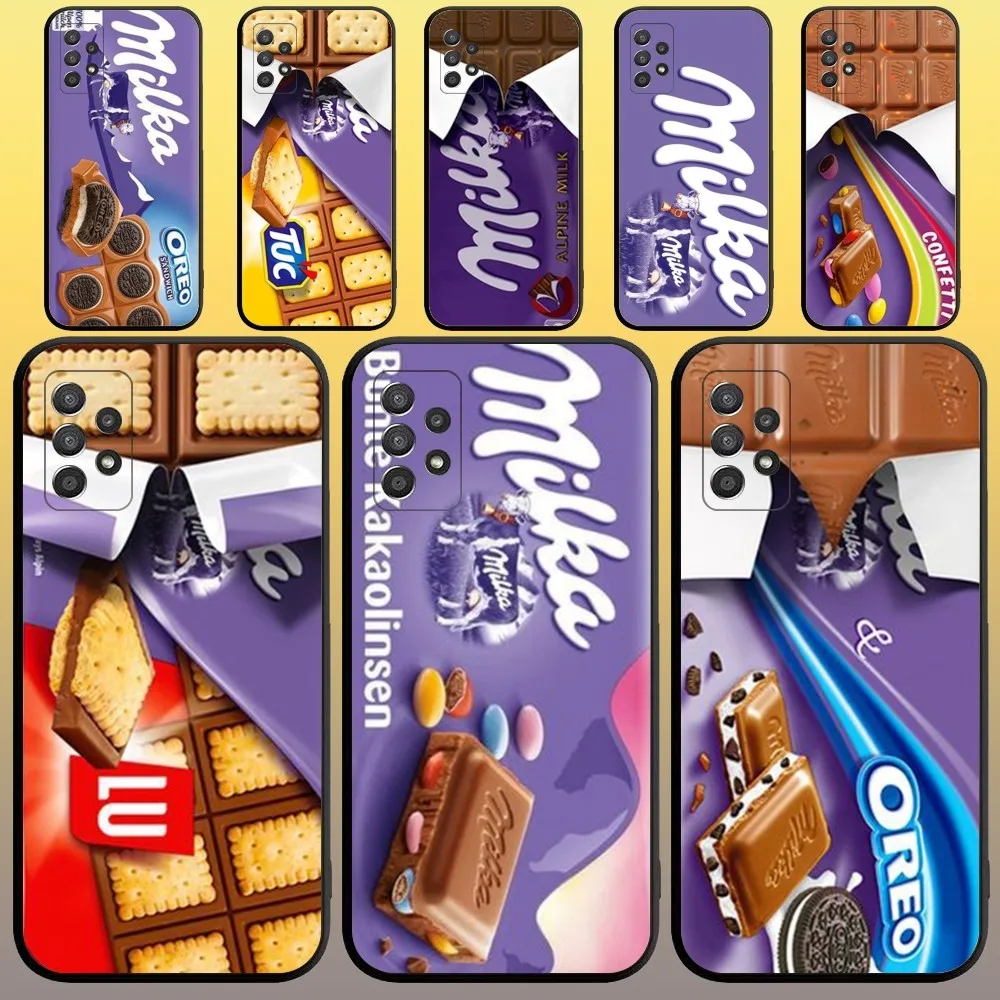 Chocolate Milka Box Phone Case for SamsungA 91,80,73,72,71,70,53,52,51,42,41,40,32,31,30,22,21,20,13 S 4G 5G Soft Black Case