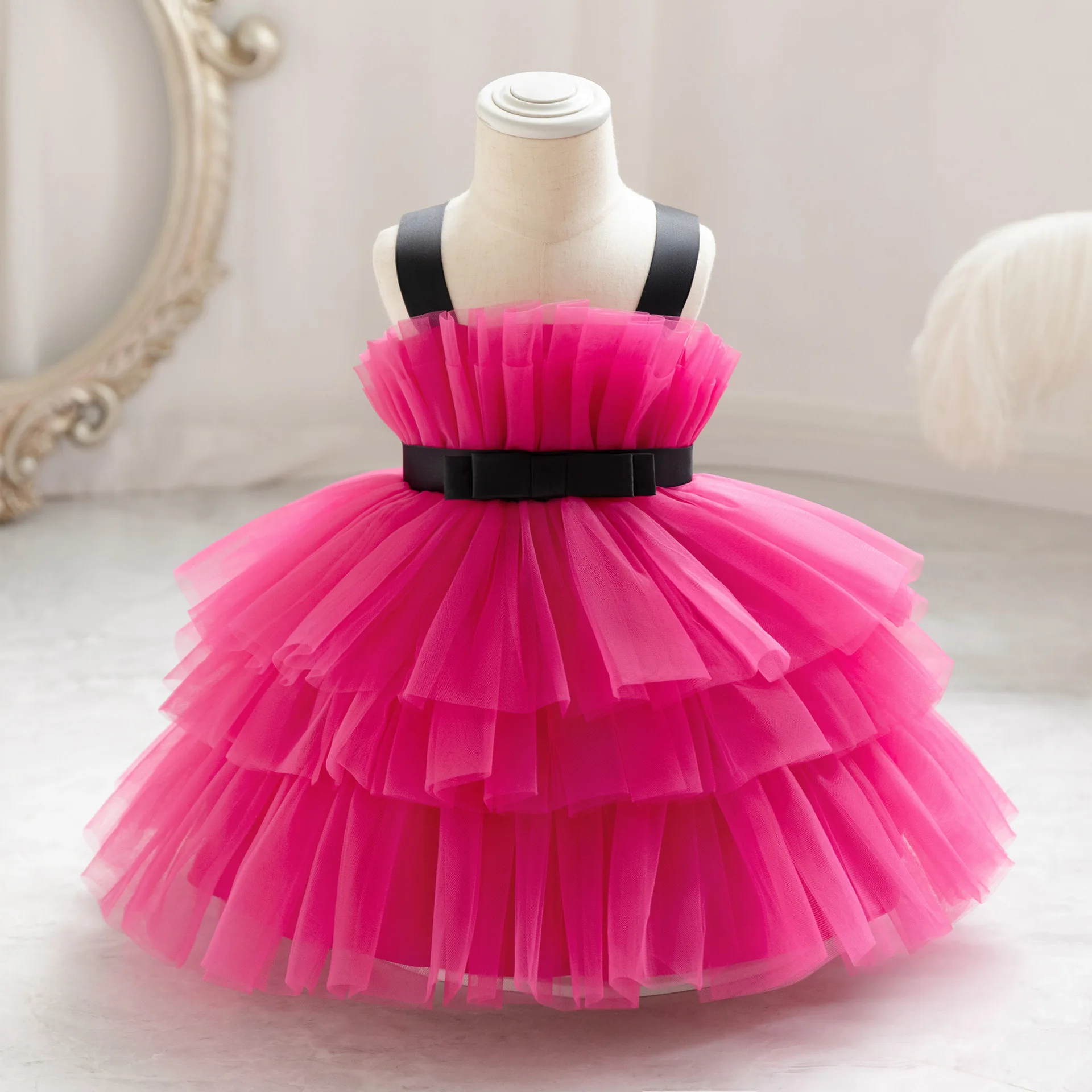 

Baby Girls Clothing Elegant Princess Dress For Children'S Tutu Tulle Sling Dress Party Birthday Banquet Holidays Dress 4-7 Year