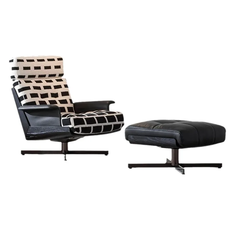 Single sofa chair lunch break small apartment lazy living room recliner high-end villa designer leisure chair genuine leather