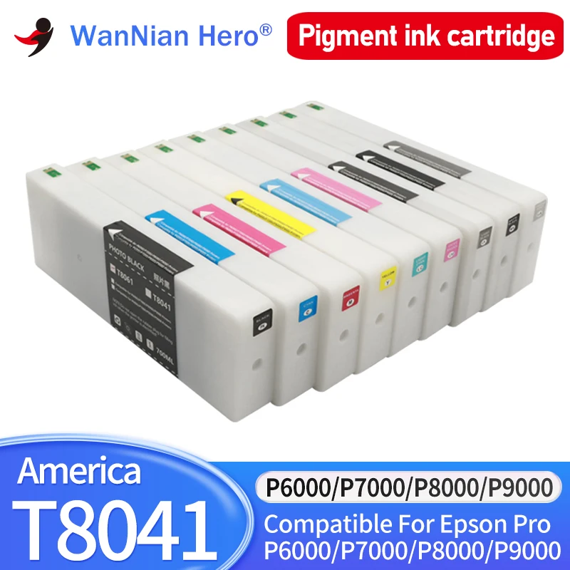 

America T8041 Ink Cartridge With Chip 700ML Compatible For EPSON P6000 P7000 P8000 P9000 Printer T8041 T8049 T804A T804B printer