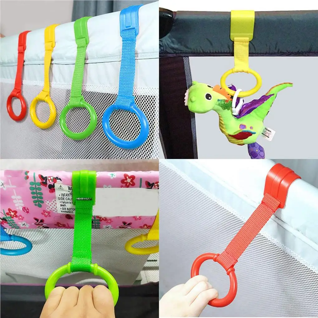 4pcs Pull Ring for Playpen Baby Crib Stroller Ring Baby Learn To Stand Hand Pull Ring Hanging Ring Baby Cot Toddler Pull Rings