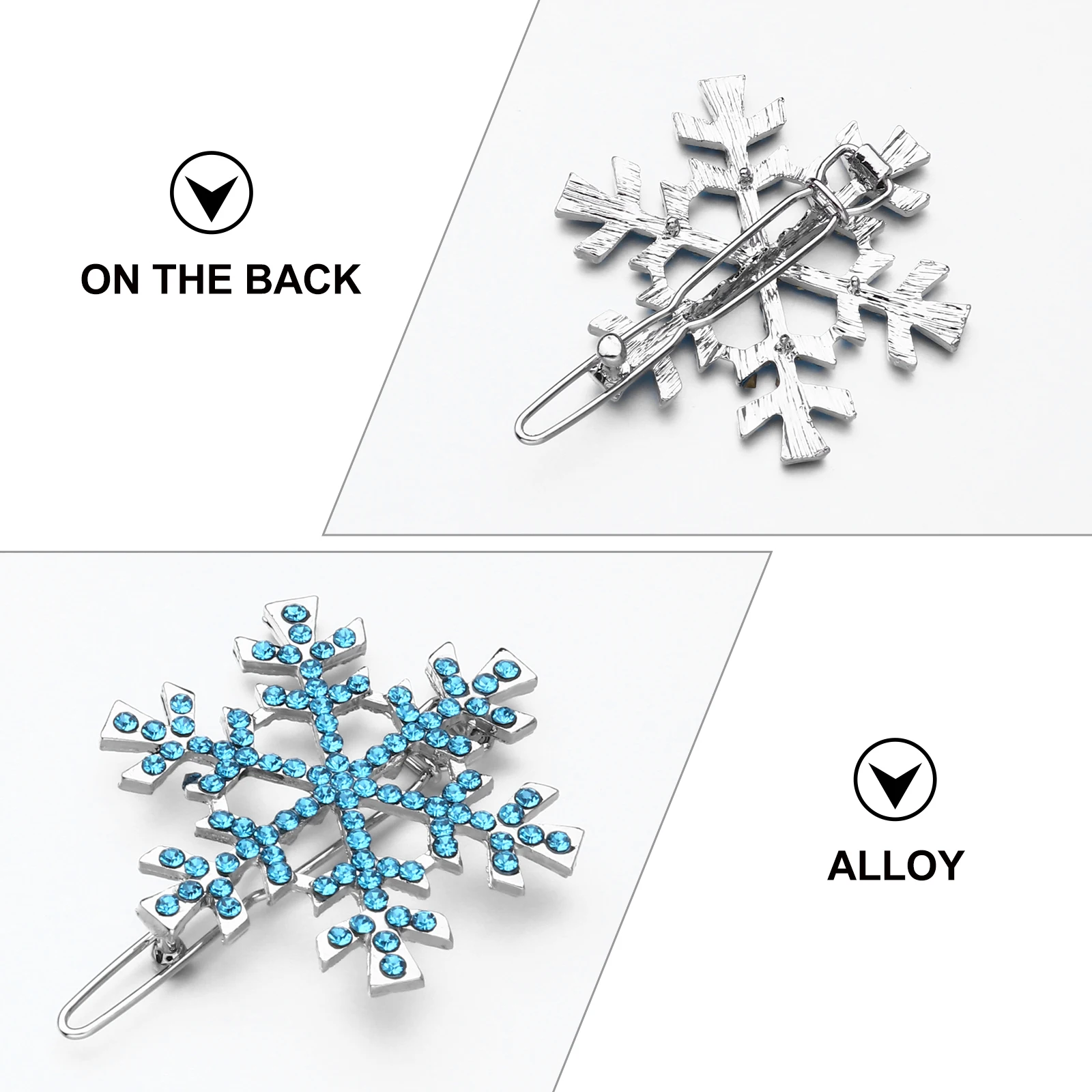 

12pcs Snowflake Hair Clips Set Rhinestone Barrettes Alloy Christmas Party Accessories Girls Women Headwear Elegant Headdress