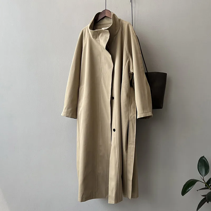 

Spring New Style Women Single Breasted Long Trench Coat Fashion Oversize Coats for Lady with Belt